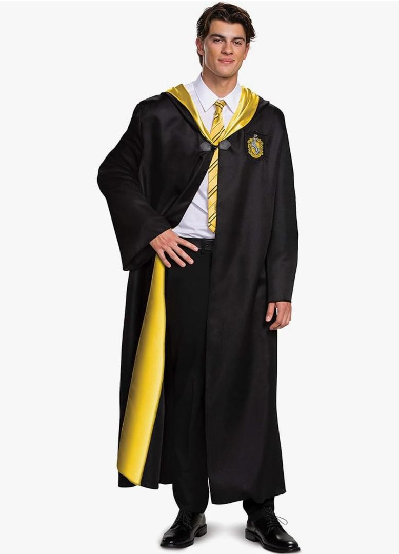Harry Potter Robe, Deluxe Wizarding World Hogwarts House Themed Robes for Adults, Movie Quality Dress Up Costume Accessory, Hufflepuff, L(10-12)