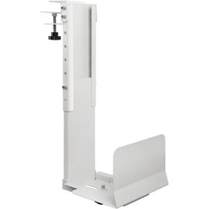 Adjustable Clamp Mount On Desk for PC Tower - No Drilling, Height Adjustable from 13.2" to 21.6", Width Adjustable from 5.5" to 9.8", Heavy Duty Under Desk Computer Case CPU Holder, White