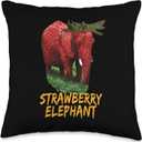 Strawberry Elephant Throw Pillow (16x16)