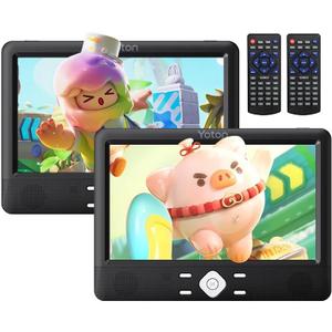 YOTON 10.5" Two Car DVD Players Portable Headrest Dual Screen Play a Same or Two Different Movies with 6 Hours Rechargeable Battery, 2 Mounting Brackets, Support USB/SD/Sync TV