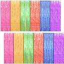 VitalCozy 6 Pcs Neon Party Foil Fringe Curtains 3.28 x 8.2 ft Colorful Neon Party Tinsel Curtain Backdrop Fringe for Birthday Supplies Door Wedding Decorations Background(Multicolor,12 Pcs)