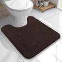 OLANLY Toilet Rugs U-Shaped 20x20, Extra Soft Absorbent Chenille Contour Bathroom Rugs for Toilet, Dry Quickly, Machine Washable, Non-Slip Bath Mat, Brown