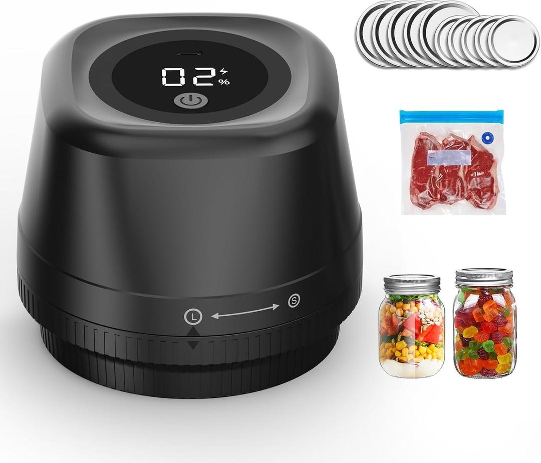 Newise Upgraded Electric Mason Jar Vacuum Sealer, 3-in-1 Automatic Vacuum Sealer Kit for Canning with Wide and Regular Mouth Mason Lids, Portable Mason Jar Sealer for Vacuum Bag, Gifts for Mom