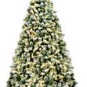 7.5Ft Pre-Lit Artificial Christmas Tree, Snow Flocked Hinged Pine Tree with 550 Led Lights, 1346 Branch Tips, Easy Assembly, Metal Stand, Perfect Xmas Decoration for Home, Office, Party
