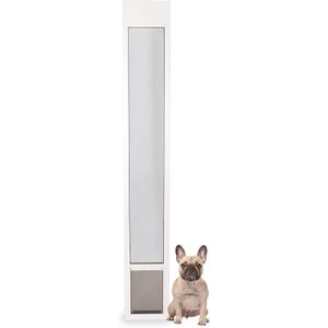 PetSafe Sliding Glass Pet Door - No-Cut DIY Install Doggy Door for Renters - Aluminum Frame - Adjustable Height 75 7/8" to 81" - Ideal for Medium Dogs Up to 40 lb - White