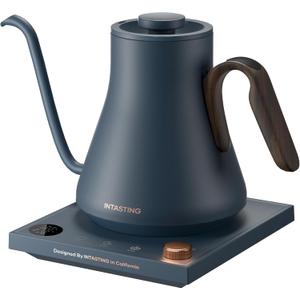 INTASTING Electric Kettle, Gooseneck Electric Kettle, 1 Precise Temperature Control, Stainless Steel Interior, Quick Heating for Pour Over Coffee, Tea & Boiling Water, 0.9L (Navy Blue)