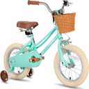 JOYSTAR Girls Bike for 2-12 Years Old Toddlers and Kids, 12" 14" 16" 18 20" Retro Style Kids Bike with Training Wheels, 18 20 Inch Children Bicycle with Kickstand (Mint Green)