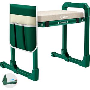 Saker Garden Kneeler and Seat Foldable Gardening Stool with Extendable Legs & Thickened Pad, Tool, Heavy Duty Support for Elderly, Gardening, Outdoor Use (Basic version)