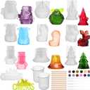 Vesici Christmas Resin Mold Kit Include 10 Pcs Silicone Molds Tools Set with Glitter Powder Cups Sticks Droppers Holiday Epoxy Casting Molds for DIY Xmas Crafts Ornaments Decorations