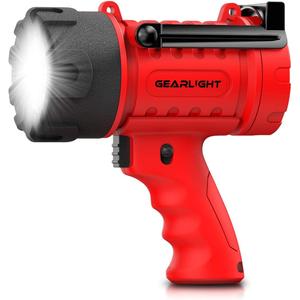 GearLight Waterproof LED Spotlight Flashlight Father's Day Gifts for Dad - High Lumen Spot Light for Outdoor Camping Accessories, Boating Gifts for Men, Husband, Floating Handheld Flash Lights, Red 