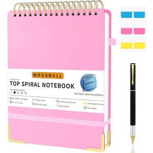 Top Spiral Notebook, A4 Hardcover Top Bound Steno Pads, 240 Pages 100gsm College Ruled Left Handed Notebook Journal for Work, School, Meeting Writing - Pink, 8.5" x 11"