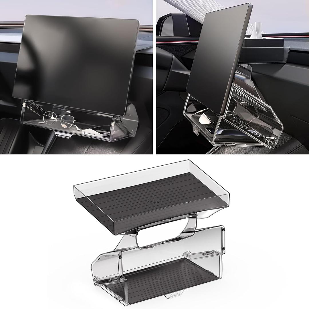 YONZEE Under Screen Storage for Tesla Model 3 2025-2024,Magnetic Hideable Center Console Organizer Tray,Easy Install