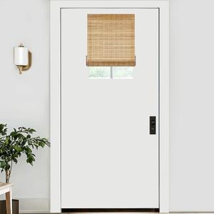 LazBlinds No Tools No Drill Bamboo Roller Shades, Cordless Bamboo Blinds, Light Filtering Roll Up Blinds for Windows, French Door, 18'' W x 24'' H, Brown206