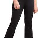 Girl's Leggings Cross High Waisted Flare Pants Yoga Bootcut Pants Solid Color Full Length Bell Bottoms (11-12 Years, Black)