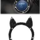 Bling Cat Head Car Engine Start Stop Decoration Ring, Sparkling Rhinestone Key Ignition & Knob Ring Sticker Decoration, Crystal Car Push Start Button Cover Accessories for Women (Black)