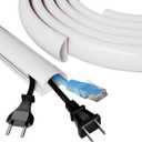 118" Side Open Cord Hider for Wall Mounted Tv, Extension Flexible Cable Cover to Hide Conceal Cords Along Wall,Wire Raceway Management Cable Concealer Channel,Electric Cord Organizer,W 1.08" H 0.6"