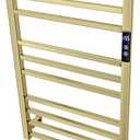 XBVV Towel Warmer Rack for Bathroom with Timer/Fahrenheit Temperature Control Wall Mounted Electric Heated 10 Bar Rail Plug-in or Hardwired Keep Bath Shower Towel Warming (Brushed Gold)