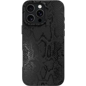 SCORPIFY for iPhone 16 Pro Case [Compatible with MagSafe] with Matte Black Snake Print Design, Cute Magnetic Phone Cover for Women Girls and Men, Slim Shockproof Bumper
