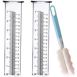 BIUWING 7 inch Rain Gauge Replacement Tube Glass for Yard Garden and Outdoor Home, with Tube Brush, Best Rated,2 Packs