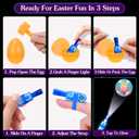 28 Pack Easter Eggs with Finger Lights, Finger Light Toys with 28 Fillable Plastic Eggs, Easter Egg Fillers, Easter Basket Stuffers for Kids, Egg Hunt Prizes, Party Favors, Classroom Rewards (White)