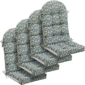 Geelin 4 Pcs Outdoor Patio Chair Cushion Thick High Back Adirondack Chair Cushion Tufted Weather & Fade Resistant Anti-Slip Outside Rocking Chairs Pads with Ties, 44 x 19 x 4 Inch (Paisley Teal Amber)