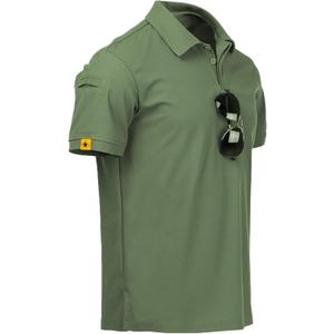 ZITY Mens Polo Shirt Short Sleeve Sports Tactical T-Shirt Athletic Golf Polos Daily Casual Stylish Collared Shirts for Men (Medium, Green)