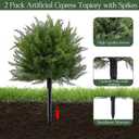 FAJUNZH Artificial Topiary Bushes for Outdoors with Spike, Boxwood Ball Fake Shrubs UV Resistant Faux Plants for Indoor Outdoor Fall Thanksgiving Halloween Decor (Cedar Topiary Ball Trees)