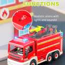 Large Fire Truck Toy with 2 Firefighters & Rescue Tools, Lights & Siren Sounds, Assemble & DIY Fire Rescue Truck Vehicle Toy for Boys Girls Christmas Birthday Gifts Kids Toys for 3 4 5 6 7 8 Years Old