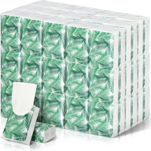 Therwen 100 Pack Pocket Tissues Travel Packs Bulk 1000 Sheet Mini Tissues Bulk 3 Ply Small Travel Size Paper Individual Pocket Size (Palm Theme)