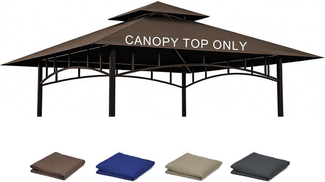 Grill Gazebo Replacement Roof, 5x8ft Outdoor BBQ Gazebo Canopy Cover, Double Tiered Grill Gazebo Replacement Roof for #L-GG001PST-F (Brown)