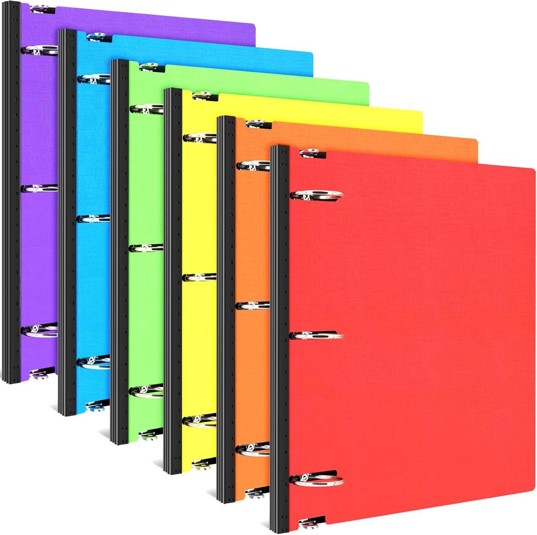 INFUN 1.5 Inch Telescoping 3 Ring Binder, 6 Pack Portable Plastic Binder with Telescoping Spine, Holds 8.5" x 11" Paper, Assorted ColorsPerfect for School, Office & Home