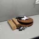 Small Round End Table - 3 Tier Design Accent Table, Narrow Side or Bedside Stand, Industrial Vintage Table for Small Spaces, Built-in USB Ports and Power Outlet, Rustic Walnut (1 Pack)