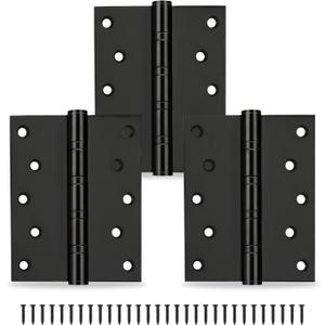 3-Pack Black Door Hinges, 4 Inch Heavy Duty Stainless Steel Hinge for Interior Exterior Doors, Max Loading 150LB, Matte Black Ball Bearing Hinges with Screws, Smooth and Quiet