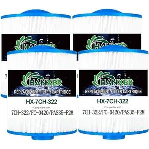 HANXER Spa Filter Cartridge Replaces for Unicel 7CH-322, PAS35-F2M, Filbur FC-0420, SD-00036, 70321 Top Load-Coleman Spas, 32 sq.ft Artesian Spas, 4 Pack