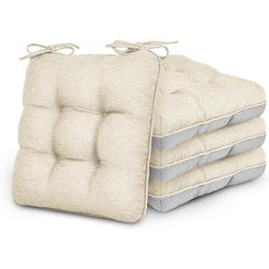 Love's cabin Memory Foam Chair Cushions Set of 4, 15.5"x15.5"x3.5" Indoor & Outdoor Seat Pads for Dining, Kitchen, Office, Patio Chairs - Beige