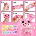 2PCS Glitter Axolotl Squishy, Slow Rising Squeeze Toy, Cute Axolotl Fidget Toy for Stress Relief, Calming Sensory Toy for Kids Adults, Party Favor Gifts (Blue+Pink)