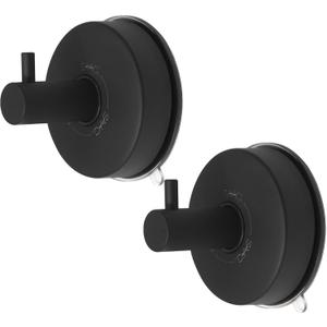2 x SVG HOME Suction Cup Hooks for Shower 2 pcs Removable, Stainless Steel 304, for Most Household Walls Shower Hooks Suction Cup Towel Hooks for Bathrooms Door Hanger Hook Wall Hook (Black)