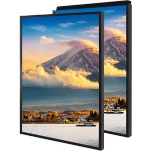 20x28 Inch Poster Frame, Plexiglass, Set of 2, Black Snap Frames, Front-loading Frame, Coating Aluminum Profile, Display Horizontally & Vertically