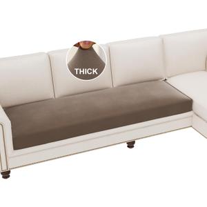 H.VERSAILTEX Fleece Couch Cushion Covers Stretch Couch Covers for 3 Cushion Couch Sofa Thick and Soft Cushion Covers Washable (3 Seater Cushion Cover, Taupe)