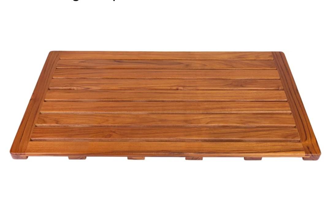 Utoplike Teak Bath Mat, Large Wood Shower Mats for Bathroom, 31.7"x17.9" Sturdy Floor Mat for Indoor Spa or Outdoor