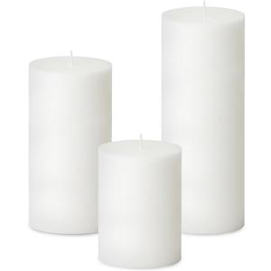 3 Packs Unscented Different Sizes White Pillar Candles, Dripless 3x4, 3x6, 3x8 Inch Cylinder Candles for Wedding, Home Decor, Dinner Table, Party, Power Outage, Emergency