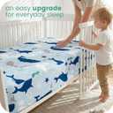 Light Quilted Crib Sheets 2 Pack, Soft Fitted Sheets for Standard Crib and Toddler Mattresses, Polyester, 52" x 28" x 9", Ocean Whale