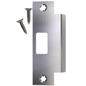 NYCO - Universal Door Strike Plate 4 7/8" x 3 3/8" x 1 1/4" - Deadbolt Strike Plate Door Backplate - Round Extended Corner -Steel with Black Finish - Strike Plates (Stainless Steel US32D)