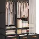 Portable Closet,Wardrobe,Heavy Duty Clothes Rack with Cover,Japanese Style Garment rack Clothing rack with 3 Drawers,1 Hanging Rods and 2 Storage Shelves,43.3" L x 17.7" W x 65.1" H,Black