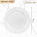 BESTVIP 100PCS 7 Inch White Plastic Dessert Plates, Disposable Plate for Appetizers, Small Cakes, Small Heavy Duty Disposable Plastic Plates for Parties, Wedding and Birthday