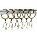Hotop 30 Pcs Metal Drapery Curtain Rings 0.98/1.26/1.65 inch Interior Diameter and 30 Pcs Hanging Curtain Drapery Pin Hooks for Window Door Shower(Champagne Gold,32 mm)