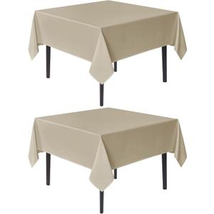 sancua Natural Square Tablecloths 54x54 Inch, 2 Pack - Fabric Table Cloth for Square or Round Tables, Washable Polyester Card Table Cover for Dinner, Holiday Party, Decorative Display Tables
