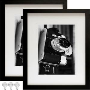 10x12 Picture Frames Set of 2,Black Picture Frame Display Pictures 7x9 with Mat or 10x12 without Mat,Multi Photo Frames Collage for Wall Art Decorative or Tabletop Display