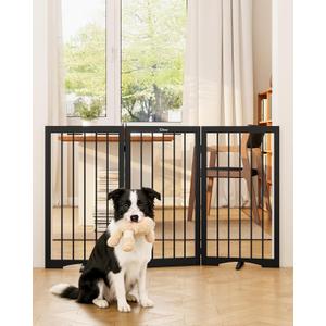 32" Extra Tall Freestanding Dog Gate, Foldable Pet Gate for Doorways Stairs Hallways, 3-Panel Dog Fence with Support Feet for Stability, Folding Puppy Gate Easy to Carry No Drilling 54"x32"
