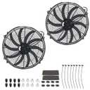2PCS 16 Inch Universal Slim Fan Push Pull Electric Radiator Cooling 12V 120W Mount Kit Black